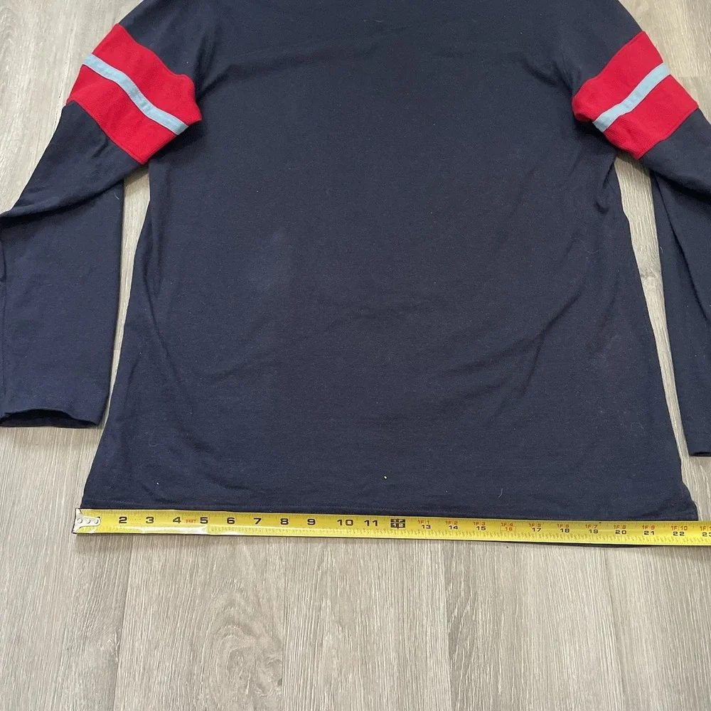 Vtg Chaps Ralph Lauren Shirt Mens L  Stripe Long Sleeve Rugby Navy Red Blue